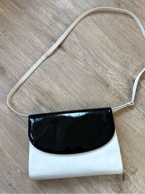 Vintage Bruno Magli Classic Two-Tone Black and White Crossbody Bag